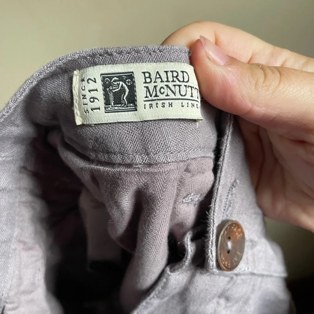 Fat Face X Baird McNutt Irish linen shorts size 2 mauve purple grey
